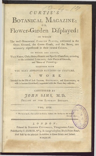 Curtis's Botanical Magazine (1801). Vol. 18-19