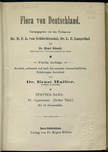 Flora von Deutschland. Band 5. Halbband 57 a-b: Cyperaceae (Theil 1)