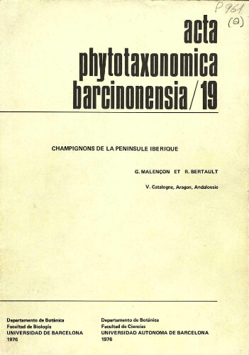 Acta Phytotaxonomica Barcinonensia. [Vol.] 19