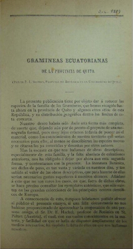 Gramíneas ecuatorianas de la provincia de Quito