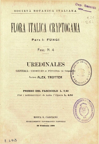 Flora Italica cryptogama. Pars I: Fungi. Fasc. N. 4