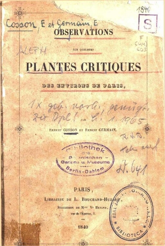 Observations sur quelques plantes critiques des environs de Paris