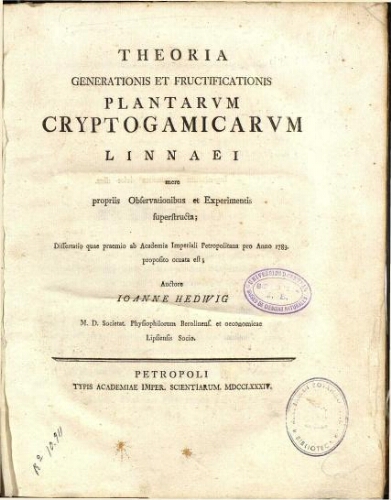 Theoria generationis et fructificationis plantarum cryptogamicarum