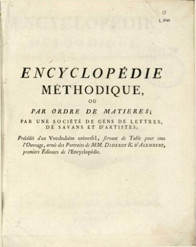 Encyclopédie méthodique. Botanique [...] Supplément, tome I
