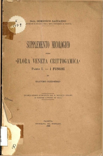 Supplemento micologico alla "Flora veneta crittogamica". Parte I. -- I Funghi