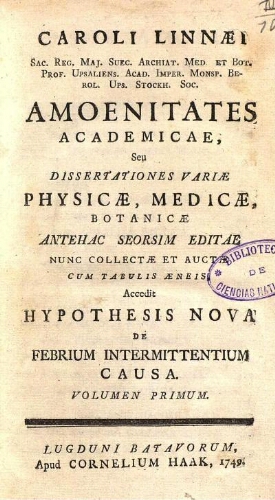 Amoenitates academicae [...] [Camper ed.] Volumen primum