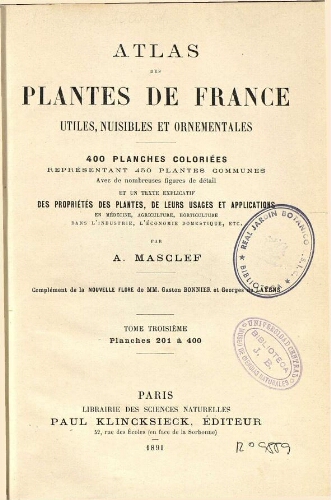 Atlas des plantes de France [...] Tome troisième