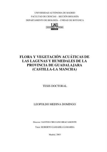 Flora y vegetación acuáticas de las lagunas y humedales de la provincia de Guadalajara (Castilla-La Mancha)