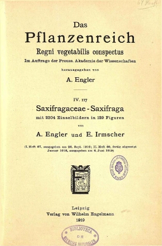 Saxifragaceae-Saxifraga. In: Engler, Das Pflanzenreich [...] [Heft 69] IV. 117