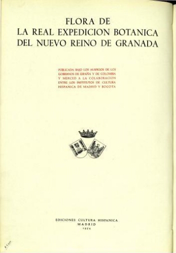 Flora de la Real Expedición Botánica del Nuevo Reino de Granada. T. 1