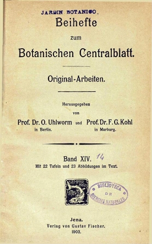 Beihefte zum Botanischen Centralblatt [...] Band XIV