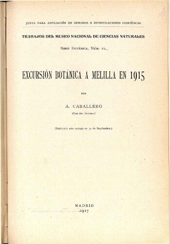 Excursión botánica a Melilla en 1915