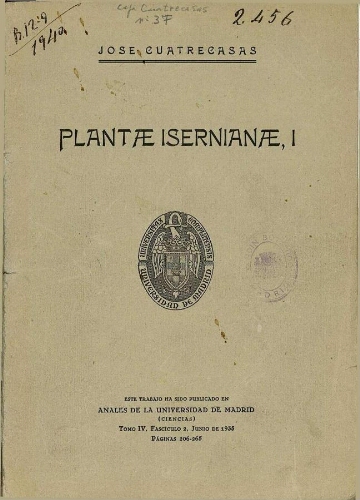Plantae Isernianae, I