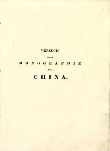 Versuch einer Monographie der China