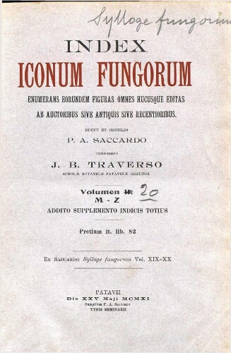 Sylloge fungorum [...] Vol. XX