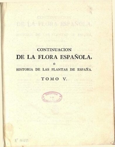 Continuacion de la Flora española [...] T. 5