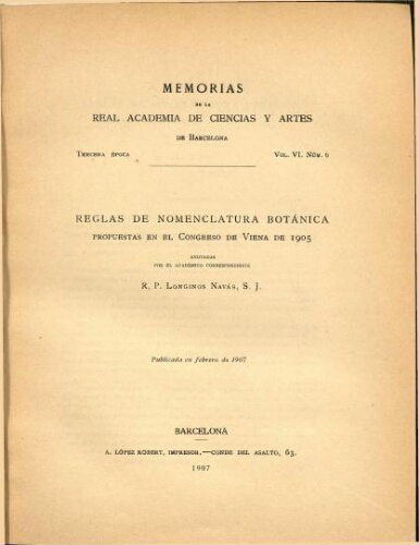 Reglas de nomenclatura botánica propuestas en el Congreso de Viena de 1905