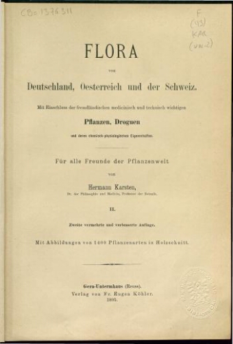 Flora von Deutschland, Oesterreich und der Schweiz. 2. verm. und verb. Aufl. [Band] 2