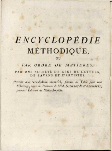 Encyclopédie méthodique. Botanique [...] Supplément, tome V