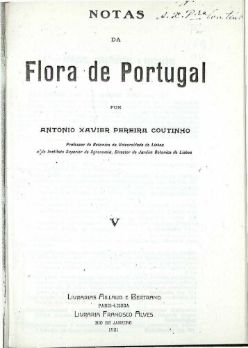 Notas da Flora de Portugal [...] V