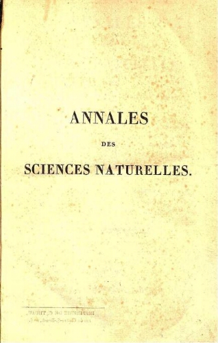 Annales des sciences naturelles [...] Tome treizième