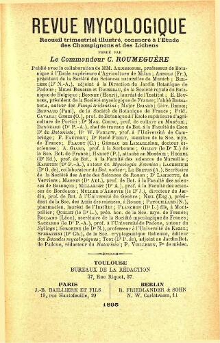 Revue mycologique [...] [Dix-septième année] 1895