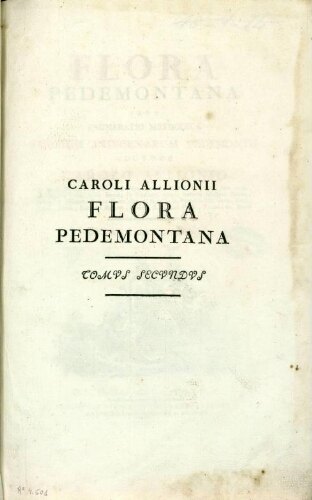 Flora Pedemontana [...] Tomus secundus