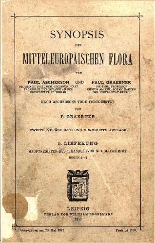 Synopsis der mitteleuropäischen Flora [...] [2. Auflage]. Hauptregister des 1. Bandes