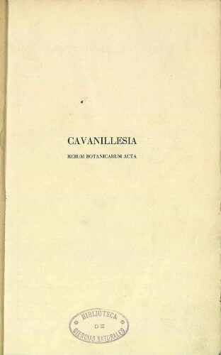 Cavanillesia [...] Vol. I