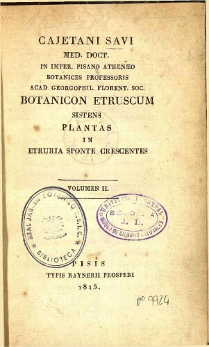 Botanicon Etruscum [...] Volumen II