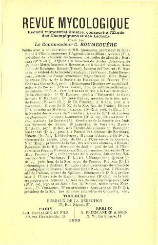 Revue mycologique [...] [Quinzième année] 1893