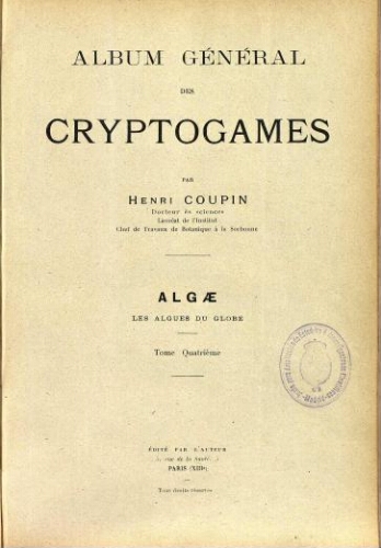 Album général des cryptogames [...] Algae. Tome quatrième