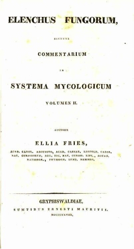 Elenchus fungorum [...] Volumen II