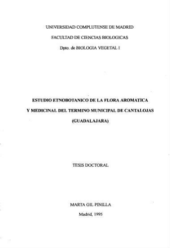 Estudio etnobotánico de la flora aromática y medicinal del término municipal de Cantalojas (Guadalajara)