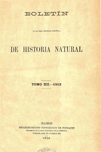 Boletín de la Real Sociedad Española de Historia Natural. Tomo 12
