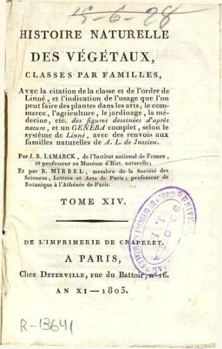 Histoire naturelle des végétaux, classés par familles [...] Tome XIV