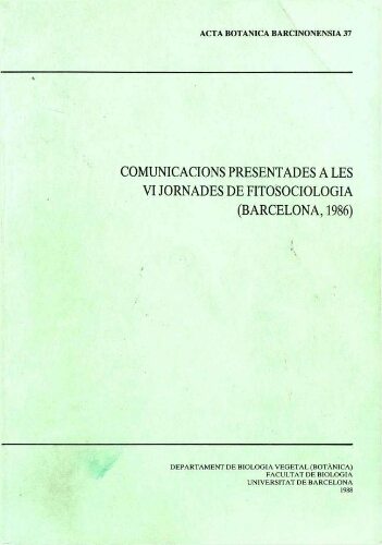 Acta Botanica Barcinonensia. [Vol.] 37