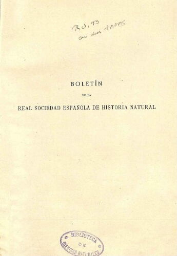 Boletín de la Real Sociedad Española de Historia Natural. Tomo 27
