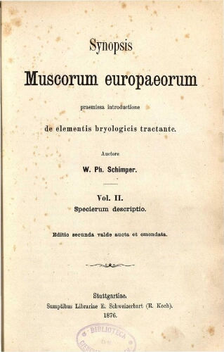Synopsis muscorum Europaeorum [...] Vol. II. [...] Editio secunda