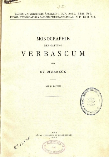 Monographie der Gattung Verbascum