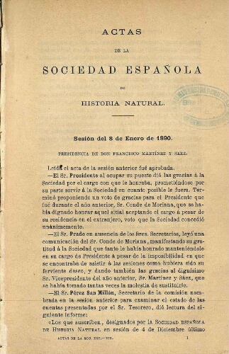 Actas de la Sociedad Española de Historia Natural [año 1890]