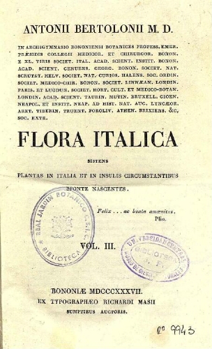 Flora Italica [...] Vol. III