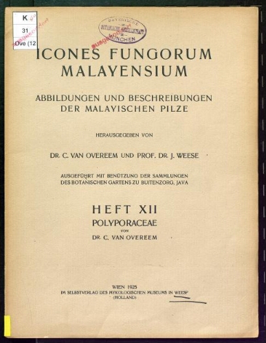 Icones fungorum malayensium. Heft 12. Polyporaceae