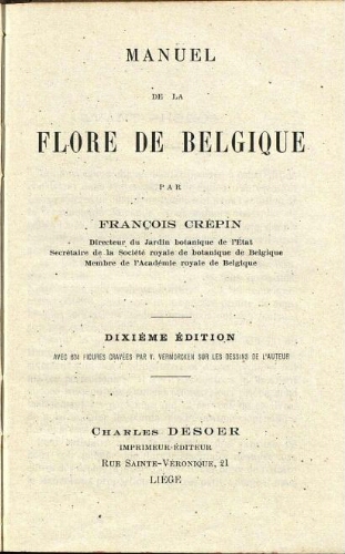 Manuel de la flore de Belgique [...] Dixième édition
