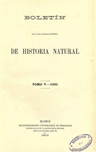 Boletín de la Real Sociedad Española de Historia Natural. Tomo 5