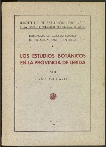 Los estudios botánicos en la provincia de Lérida