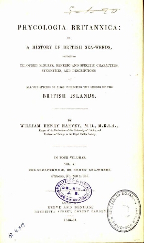 Phycologia Britannica [...] Vol. IV. Chlorospermeae, or Green sea-weeds