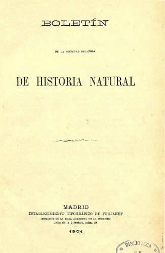 Boletín de la Sociedad Española de Historia Natural [Tomo 1]