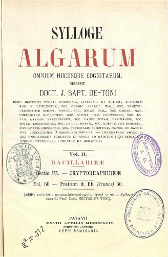 Sylloge algarum [...] Vol. II. Sect. III