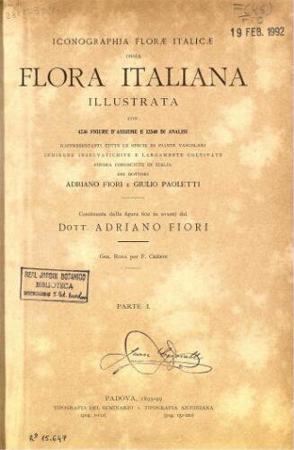 Iconographia florae italicae [...] Parte I